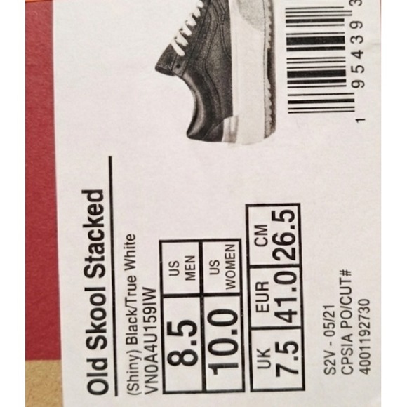 VANS Old Skool Stack Platform Lift Shoes Black Shiny White Platform Women Sz  10 - Picture 9 of 9